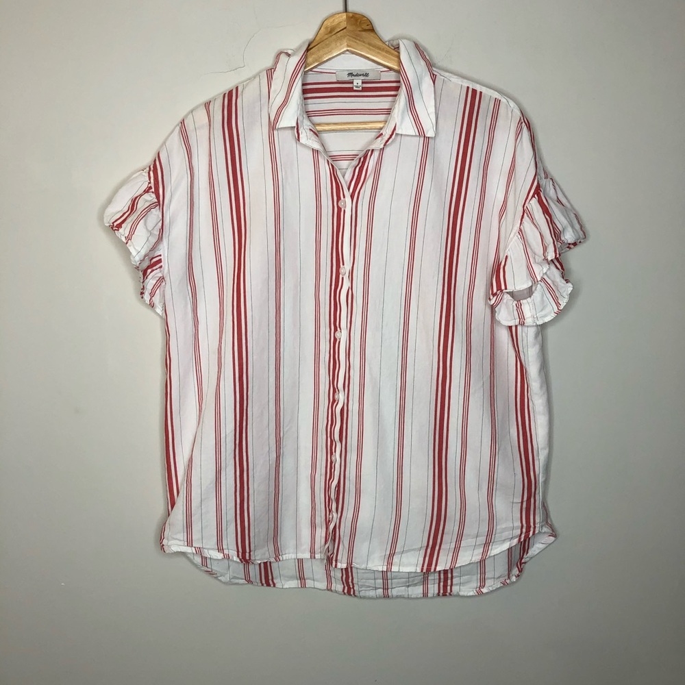 Madewell Short Sleeve Striped  Button Down
